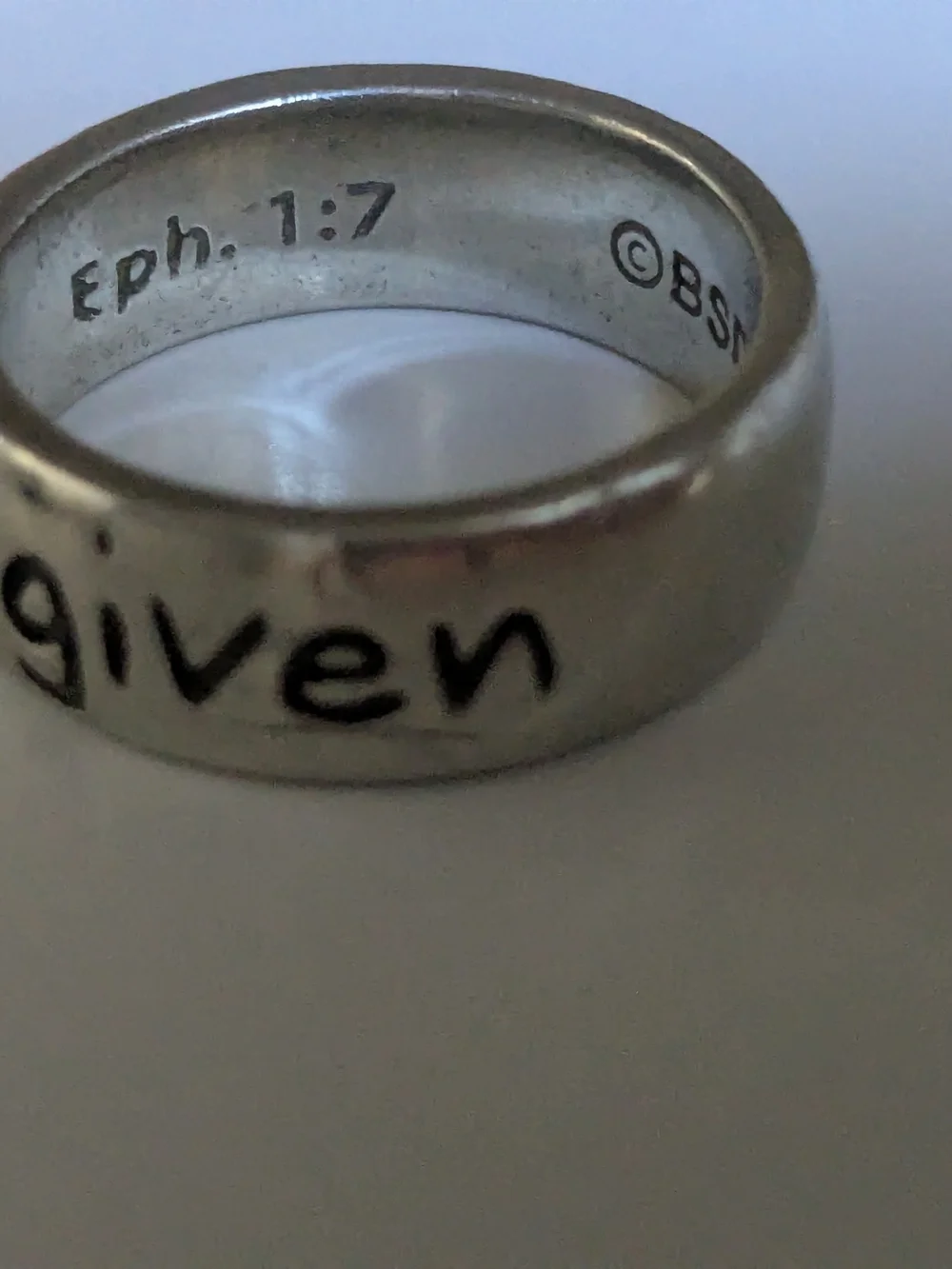 Forgiven Engraved Silver Ring Size 5.5/6